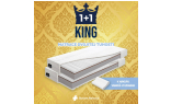 AKCIA 1️ + 1️: KING je pohodlný obojstranný matrac vhodný najmä pre páry s väčším váhovým rozdielom. Kokosovým vláknom spevnená strana je vhodná pre vyššiu záťaž, alebo slúži ako tvrdšia strana.