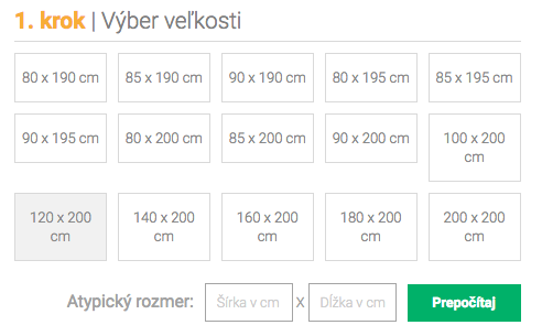 V detaile každého produktu pod rozmermi môžete vpísať "Atypický rozmer" Vášho matraca na mieru